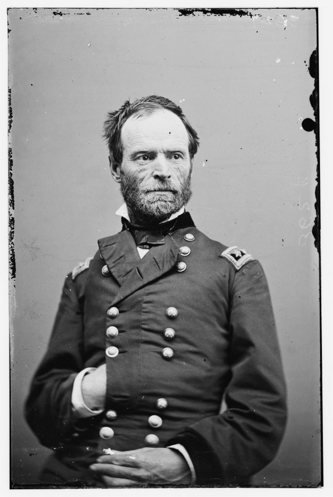 David McGowan mentions escorting supplies for General Sherman’s (pictured above) army in a letter to Ellen and Fannie written in 1864.