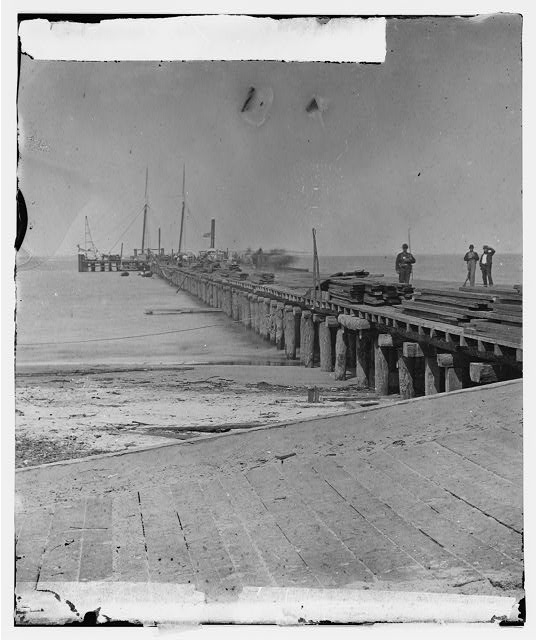 Photograph of dock built by Federal troops at Hilton Head, South Carolina in 1862. Many of the letters Amasa Hammond wrote were datelined from Hilton Head via Library of Congress.