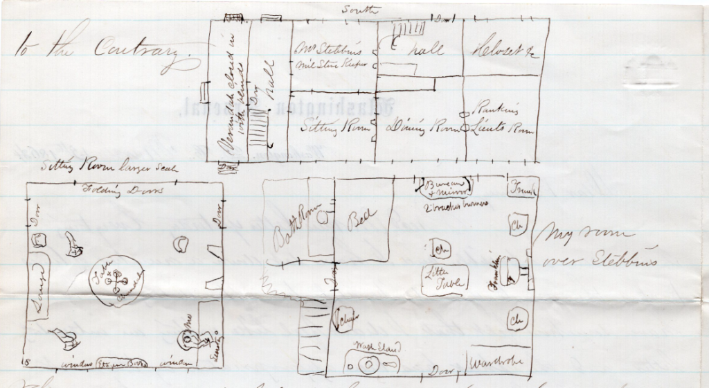 Floor plan drawn by William Prince in a letter written to his brother.