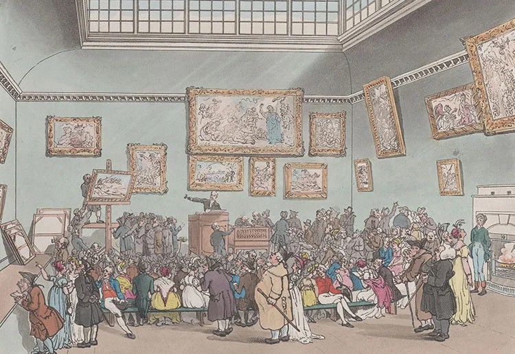 This 1808 illustration of Christie's auction rooms makes you wonder what sort of documentation they provided with their sales. Buying items at auction has been going on for a very long time, and this picture from over 200 years ago really reinforces how we are just one small part of an object's total history. Image Credit: Metropolitan Museum of Art, CC0, via Wikimedia Commons