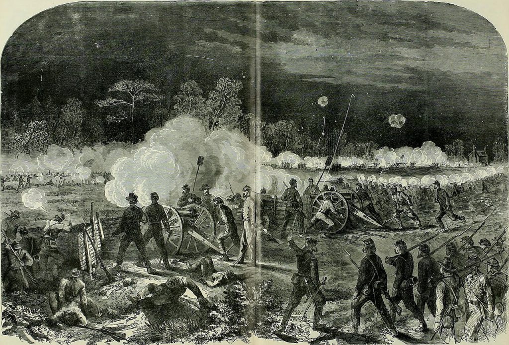 Illustration of the Battle of Cold Harbor based on a sketch by Edwin Forbes.