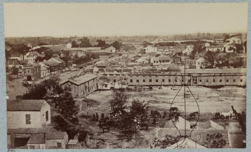 Barracks of the 124th Illinois Infantry at Vicksburg.